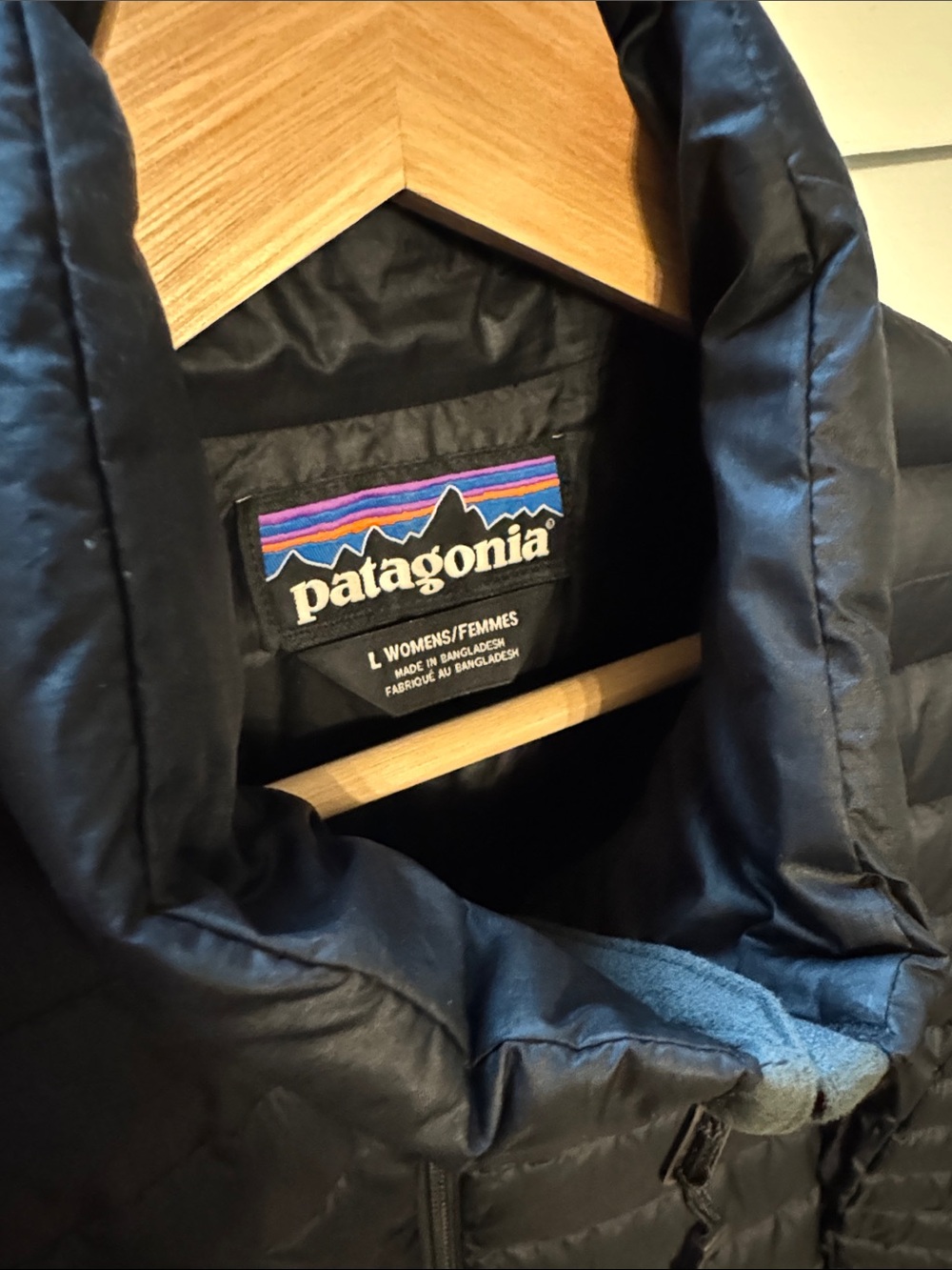 Patagonia Down Sweater Jacket Black Puffer Goose Down Lightweight Women’s Size L - Picture 2 of 8